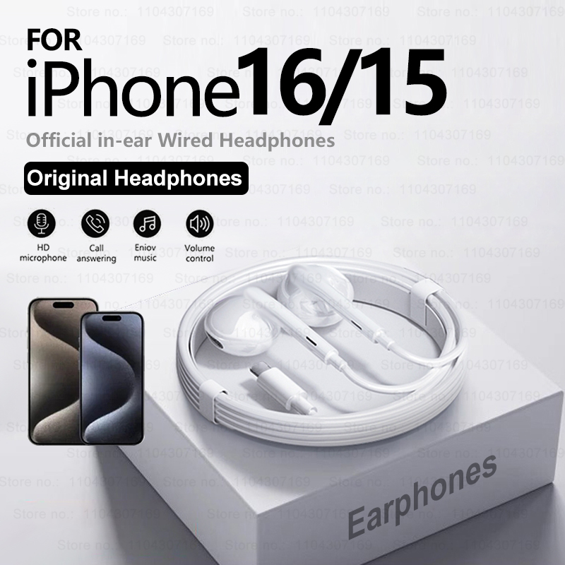 Wired Earphone Lightning - Bedrade hoofdtelefoon voor iPhone 16 Pro