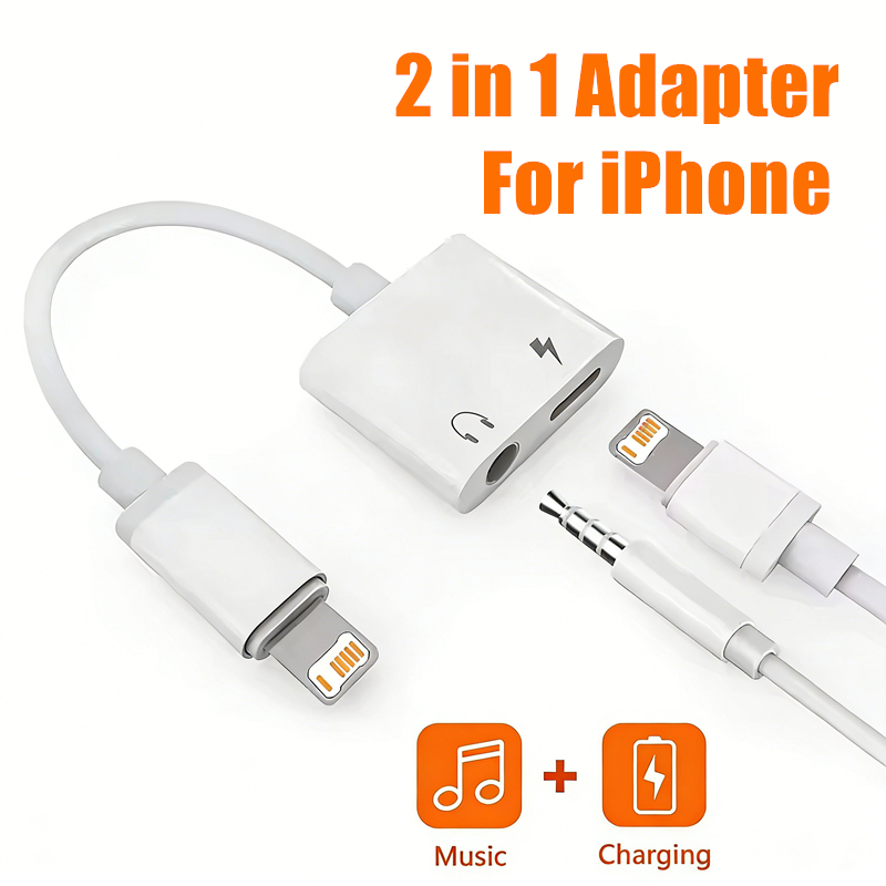 Wired Earphone Lightning - 2-in-1 iOS naar 3.5mm jack audio-oplaadadapter