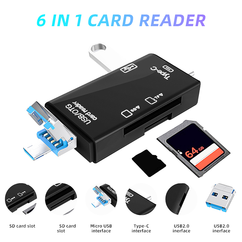 USB Type C-kaartlezer 6-in-1 O - Tablet Accessories For Reading recensie en prijs